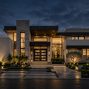 Modern Luxury Mansion at Dusk